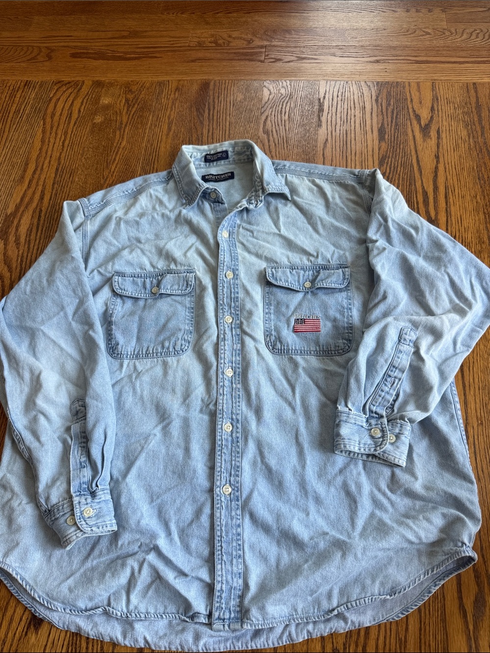 Vintage Britches Light Blue Denim Button-Down Work Shirt